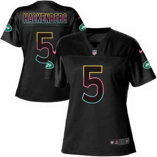 Nike Jets #5 Christian Hackenberg Black Womens NFL Fashion Game Jersey